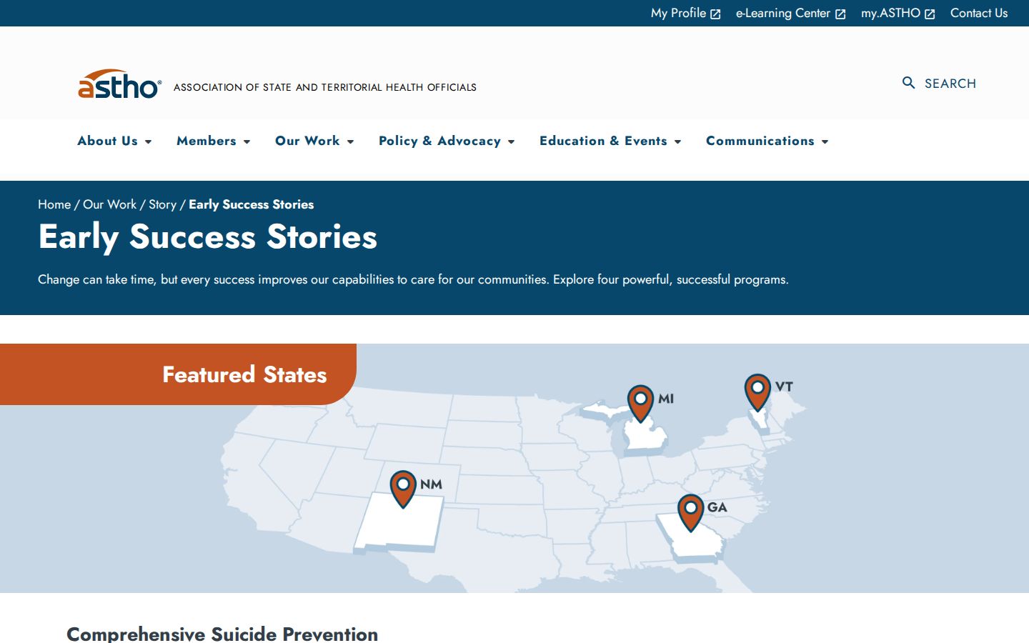 Early Success Stories homepage