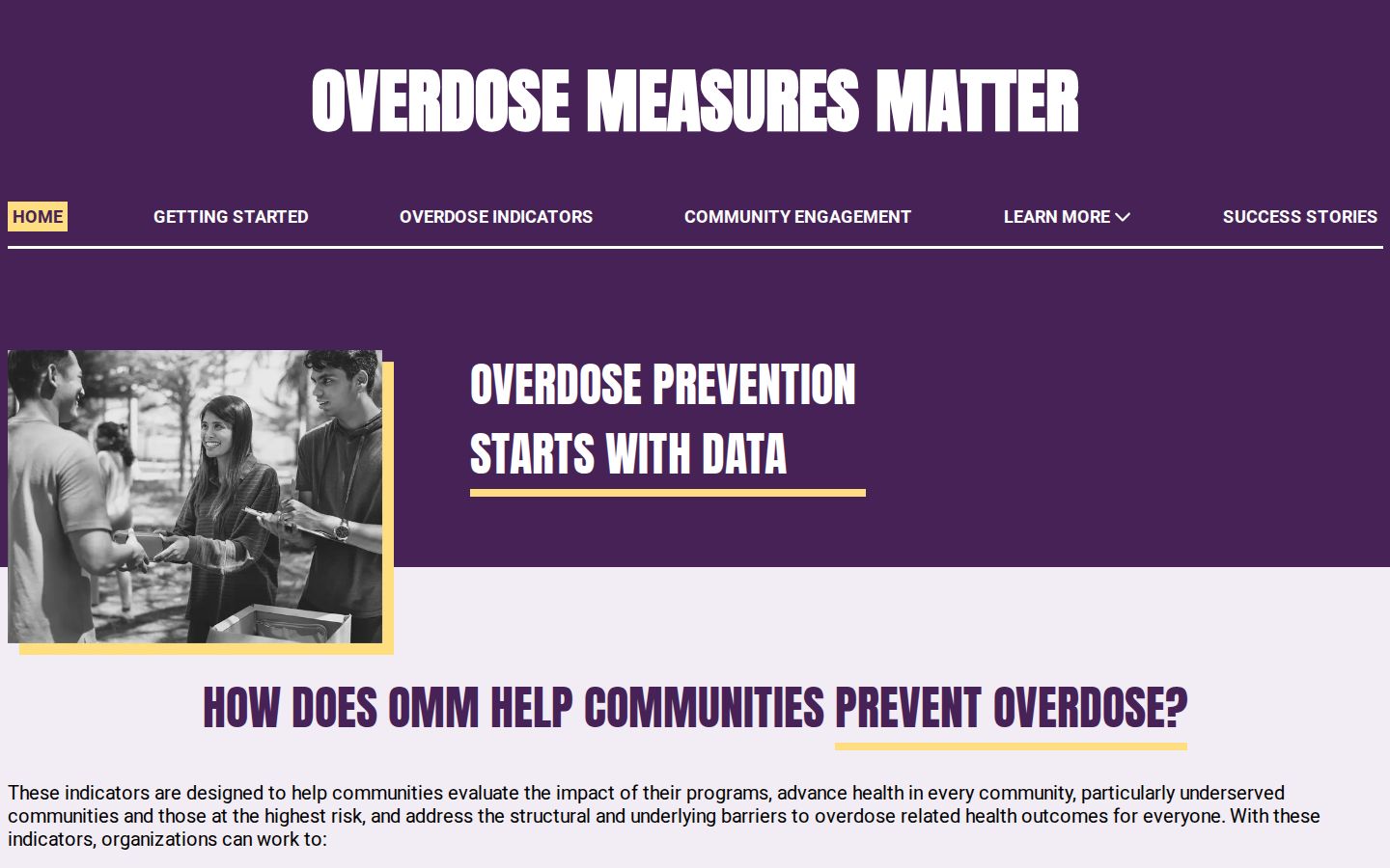 Overdose Measures Matter homepage